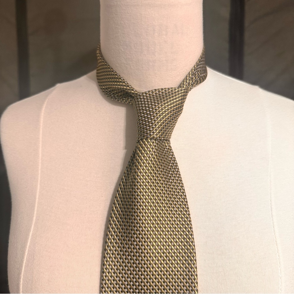 Henry Jacobson Men's Tie Silk Handmade Woven Geometrics Basket Weave Vintage